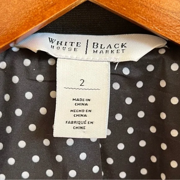 WHBM Black Blazer with Polka Dot Liner Machine Washable One Button Closure 2 - Picture 2 of 16